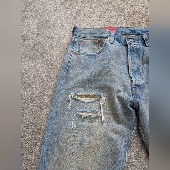 Levis 501 150th Anniversary Jeans Distressed Patchwork Men’s Size 34x34 NWT - Picture 9 of 16